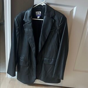 Future Collective Black Faux Leather Blazer